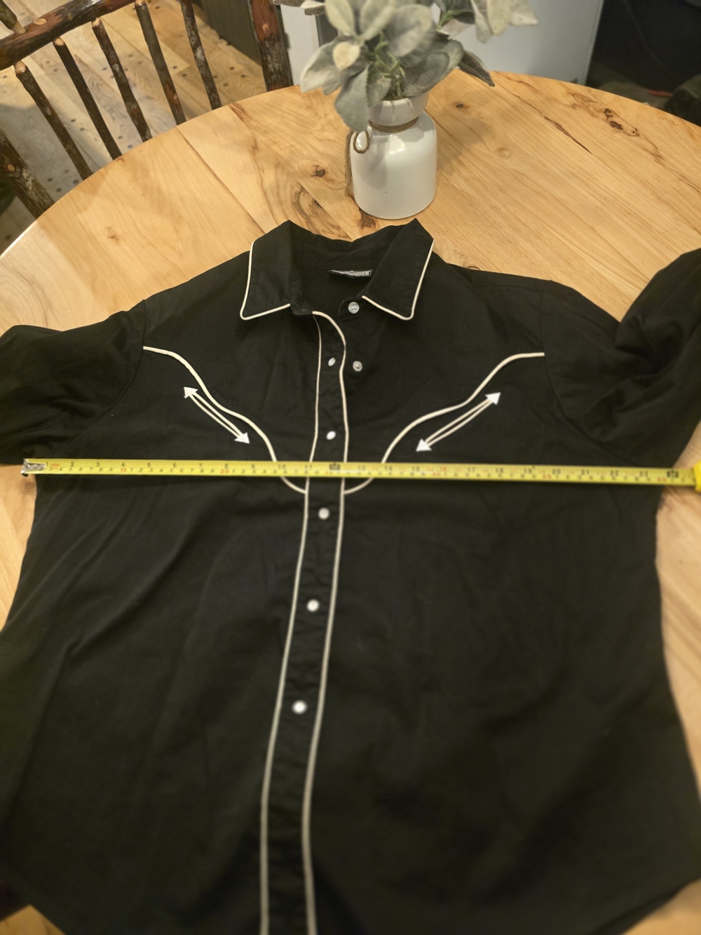 O Rough Rider Black Western Shirt Jacket with White Piping Cowboy XL - Picture 9 of 10